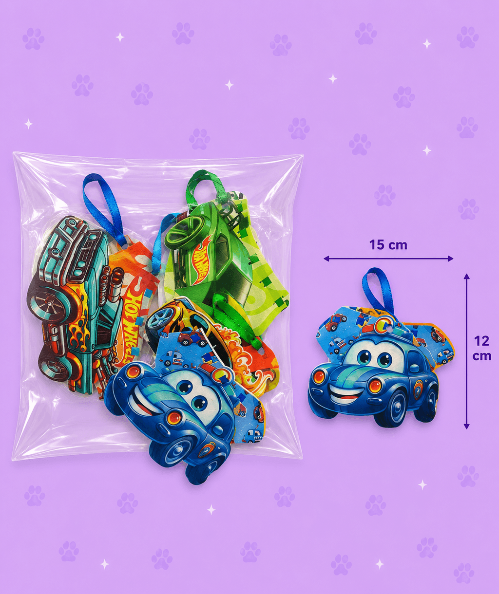 Bandana Pet Estampada Carros — pacote c/ 12