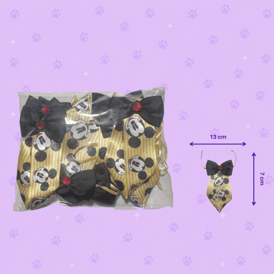 Gravata Pet de Feltro Mickey — pacote c/ 15