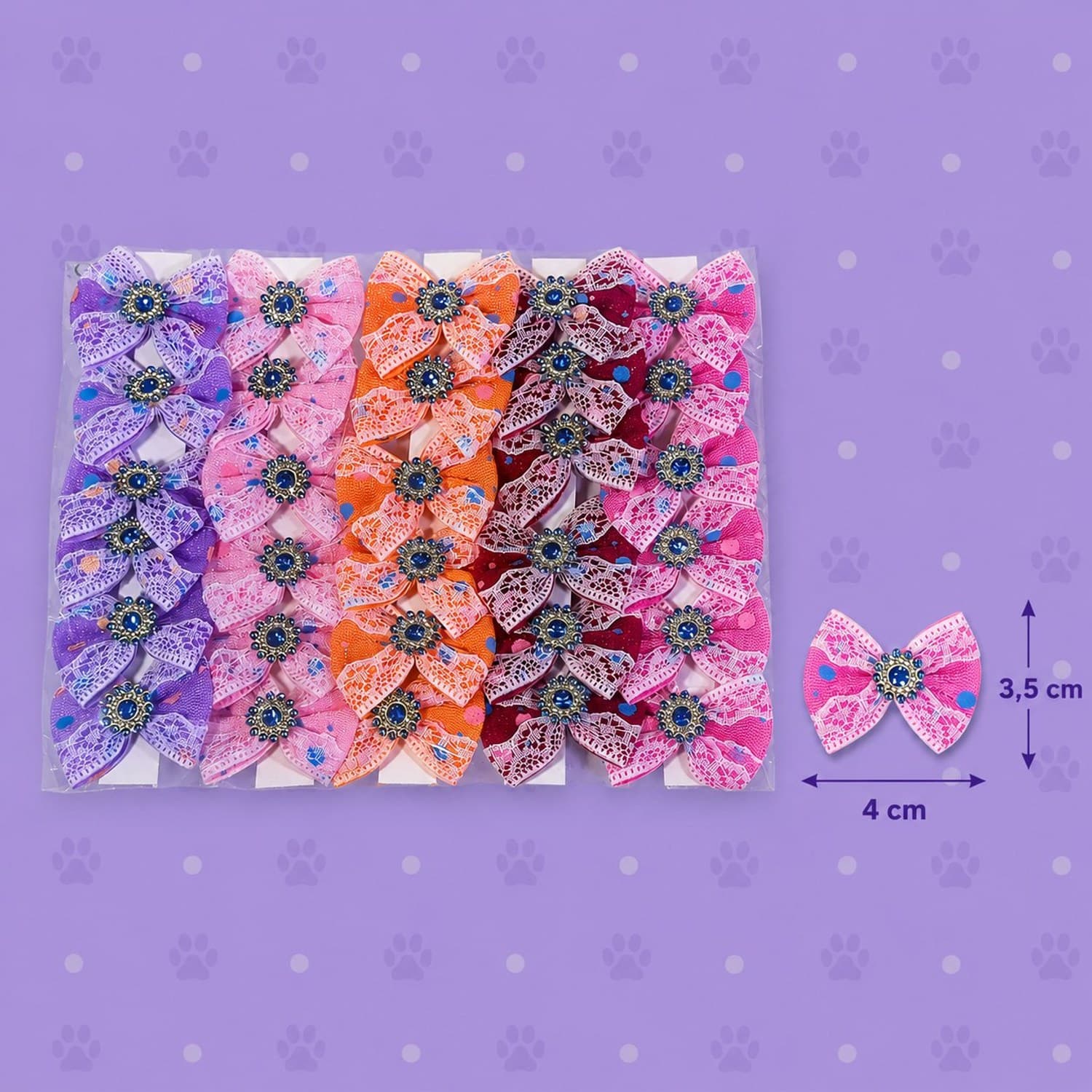 Laço Strass com renda — pacote c/ 30